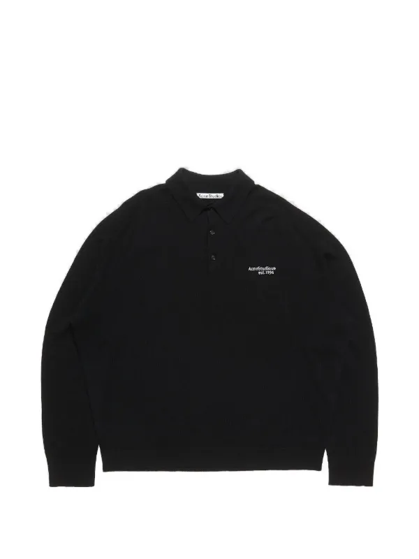 Acne Studios ニットポロシャツ | ブラック | FARFETCH JP