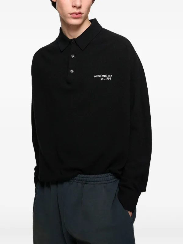 Acne Studios ニットポロシャツ | ブラック | FARFETCH JP