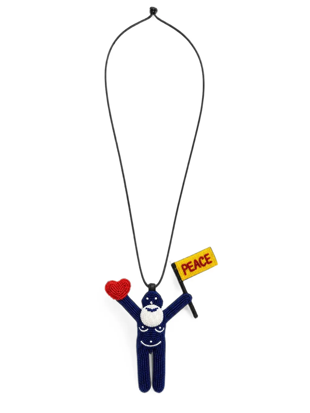 Walter Van Beirendonck Peace Jewel Beaded Necklace in Blue, view 2