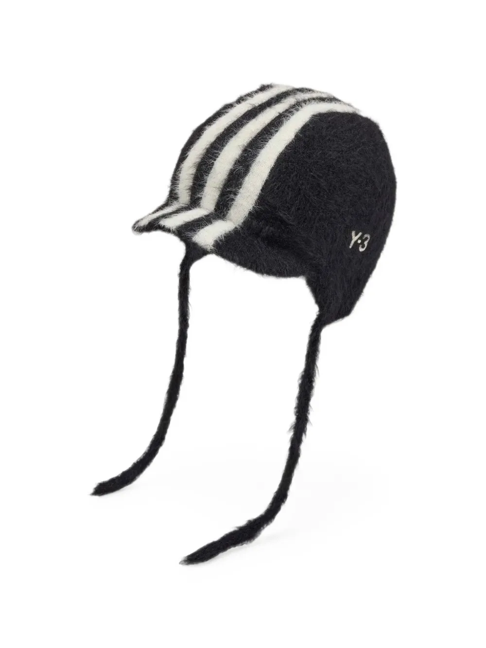 Y-3 3-Stripes hairy-knit bonnet - Noir