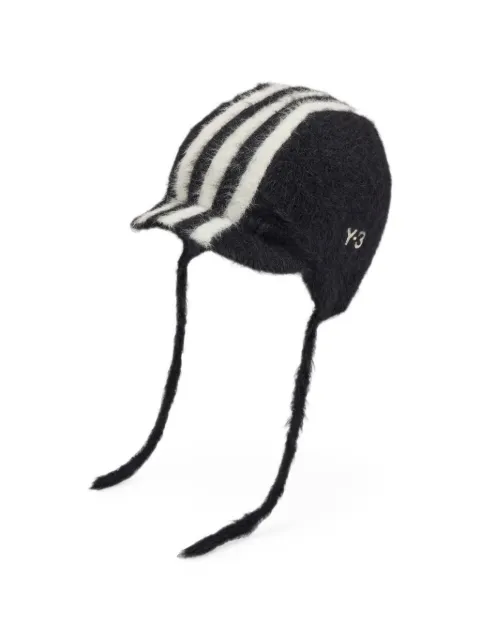 Y-3 3-Stripes hairy-knit bonnet