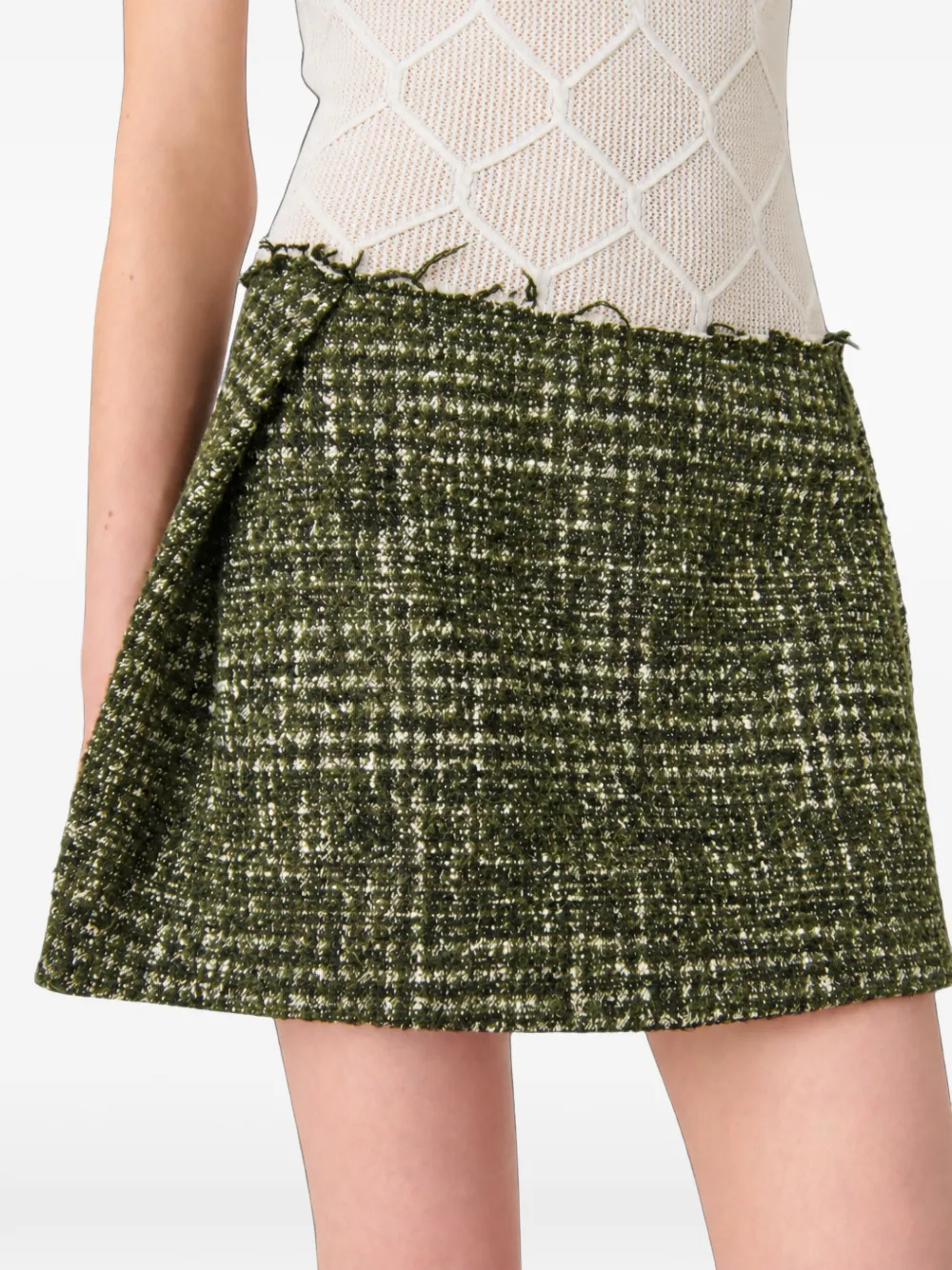 IRO Tweed skorts met gerafelde randen Groen