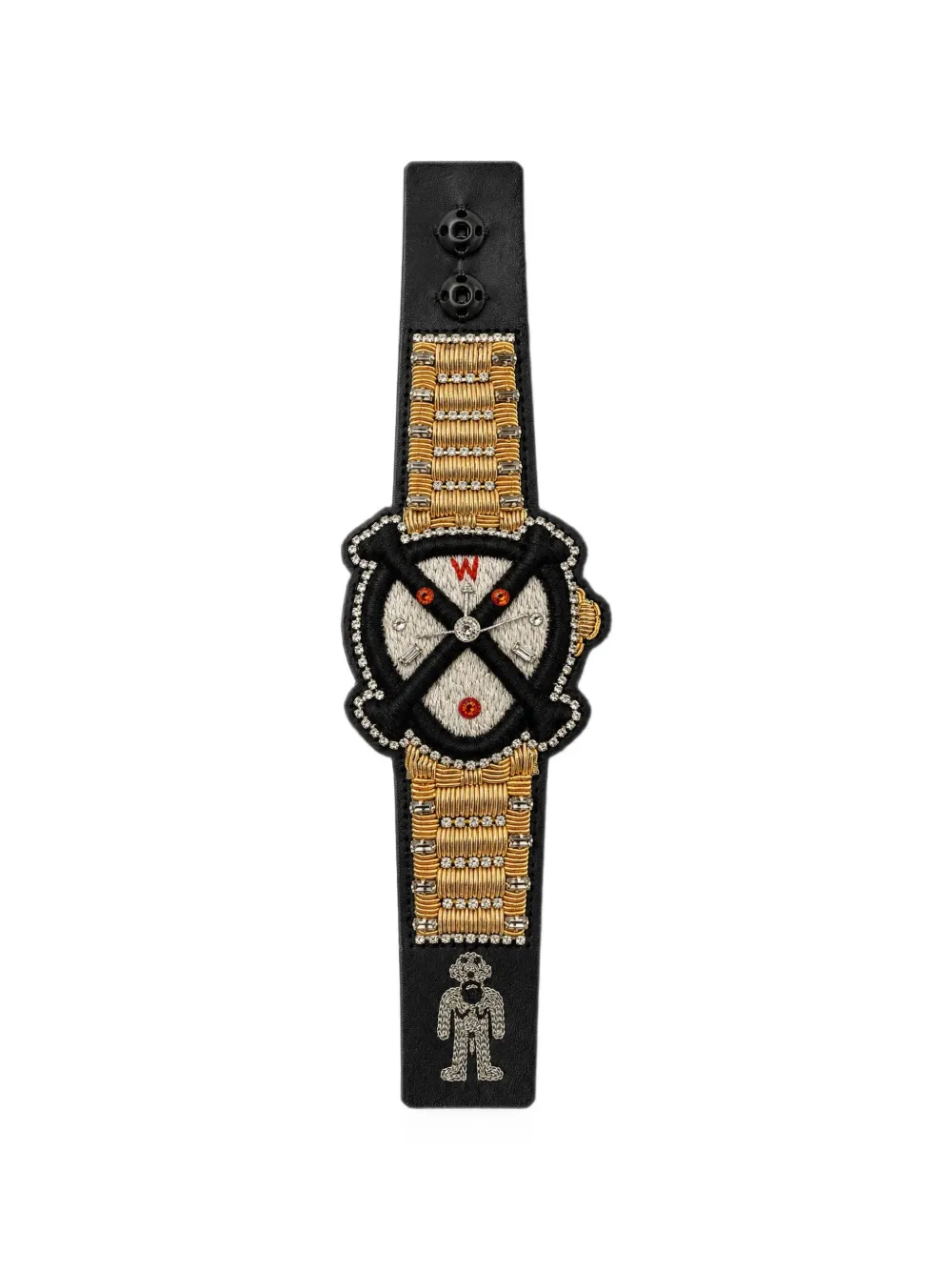 Walter Van Beirendonck Bones embroidered bracelet - Oro