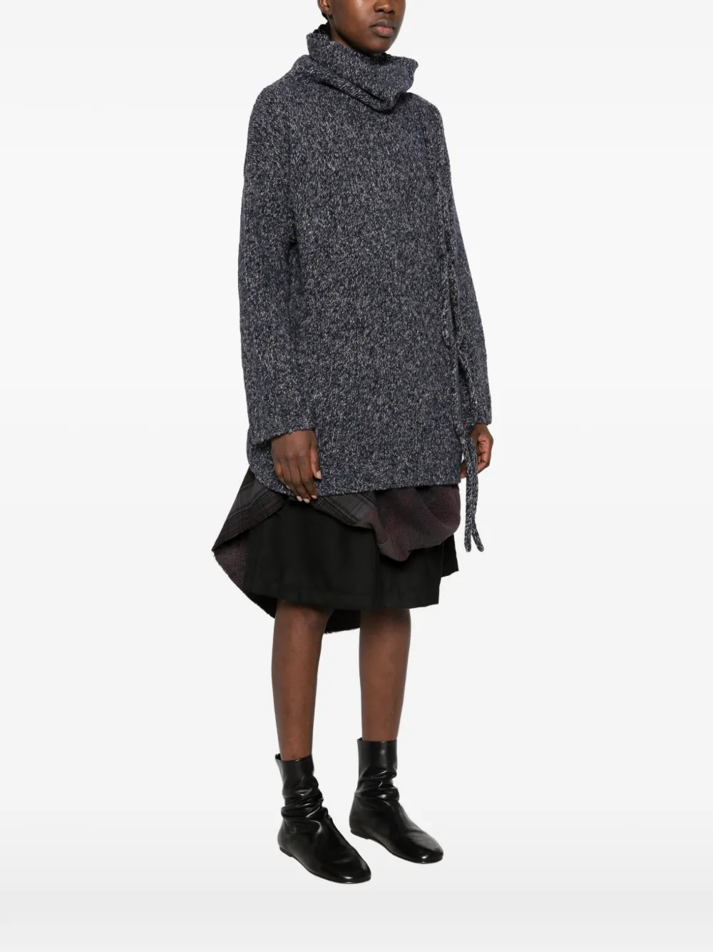 Yohji Yamamoto side-tie cowl-neck sweater Blauw