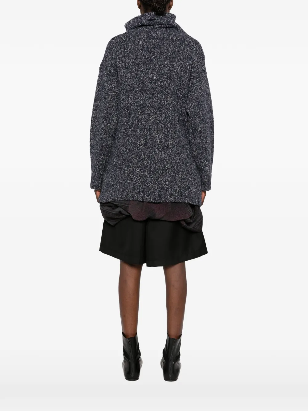 Yohji Yamamoto side-tie cowl-neck sweater Blauw