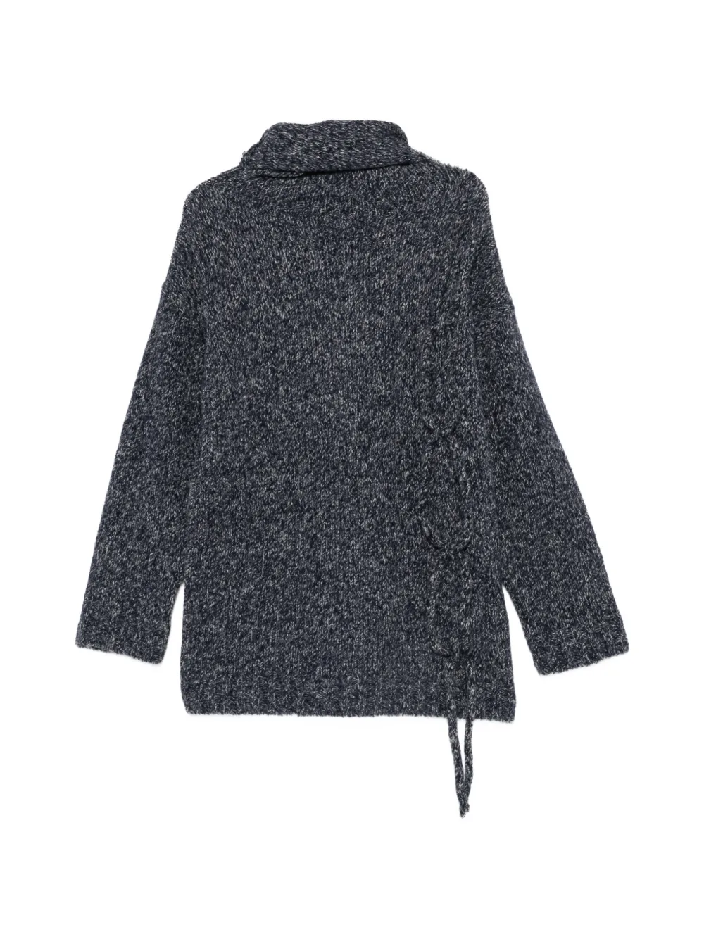 Yohji Yamamoto side-tie cowl-neck sweater - Blue