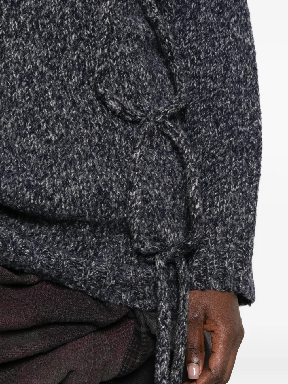 Yohji Yamamoto side-tie cowl-neck sweater Blauw