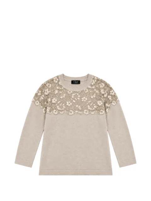 Clips lace-panel sweater