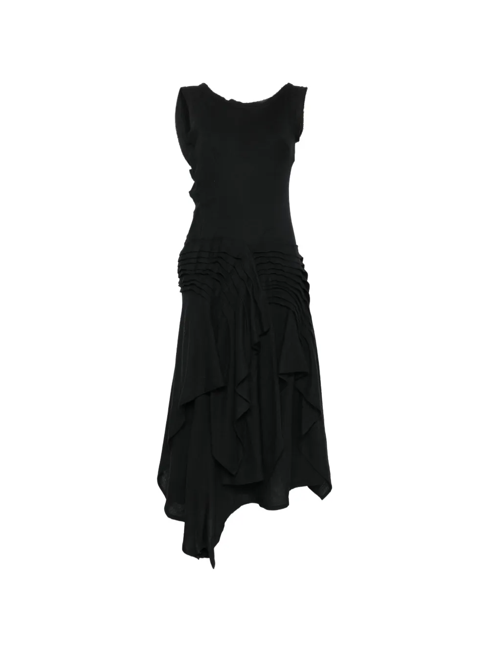 Yohji Yamamoto robe asymétrique à volants - Noir