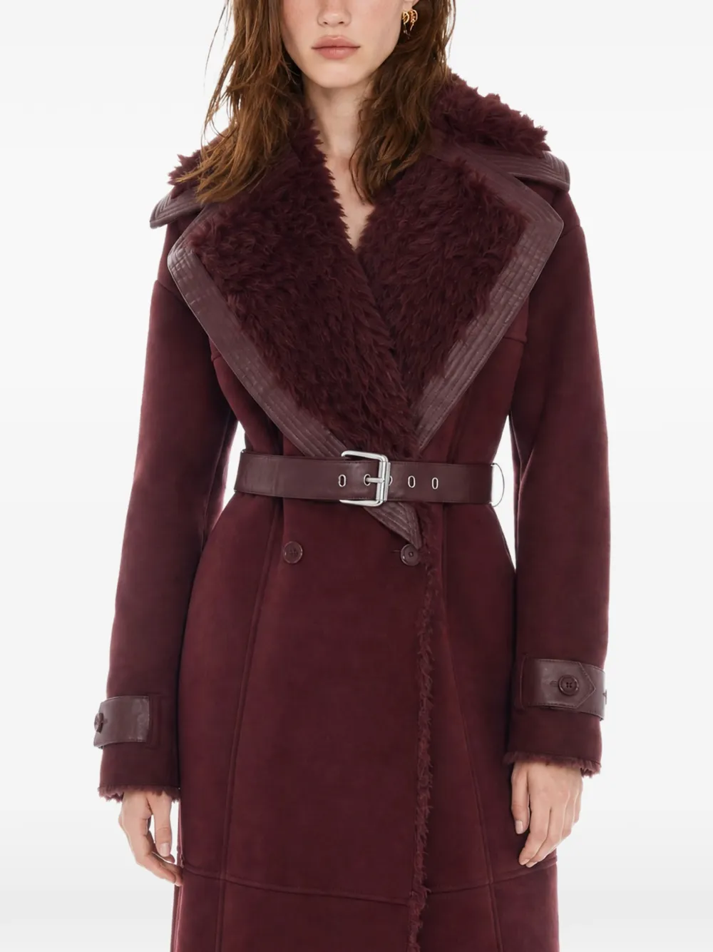 Patrizia Pepe belted faux-shearling coat