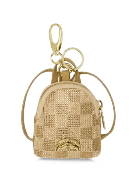 Sprayground check-pattern rhinestone-embellished backpack keyring