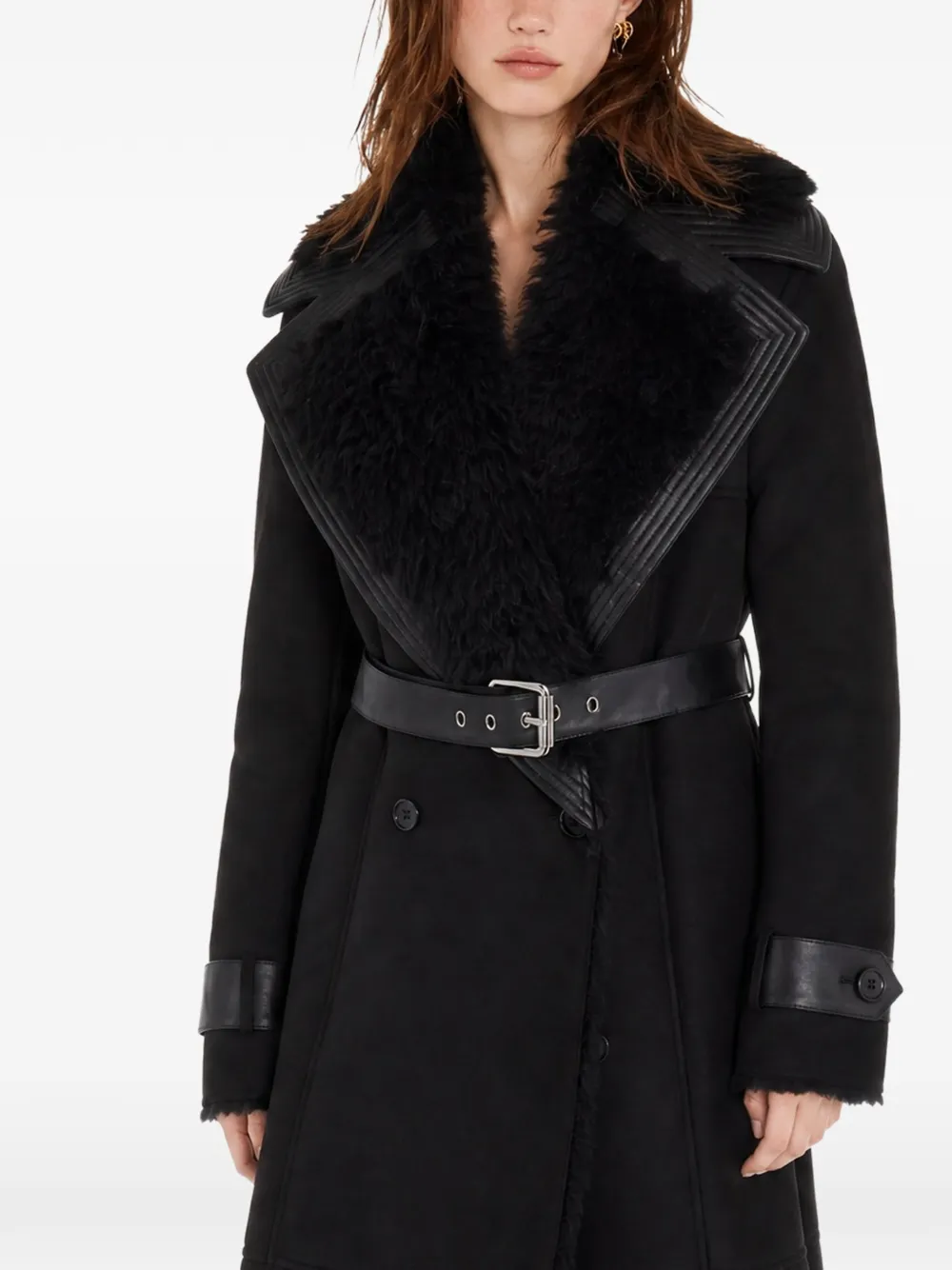Patrizia Pepe belted faux-shearling coat