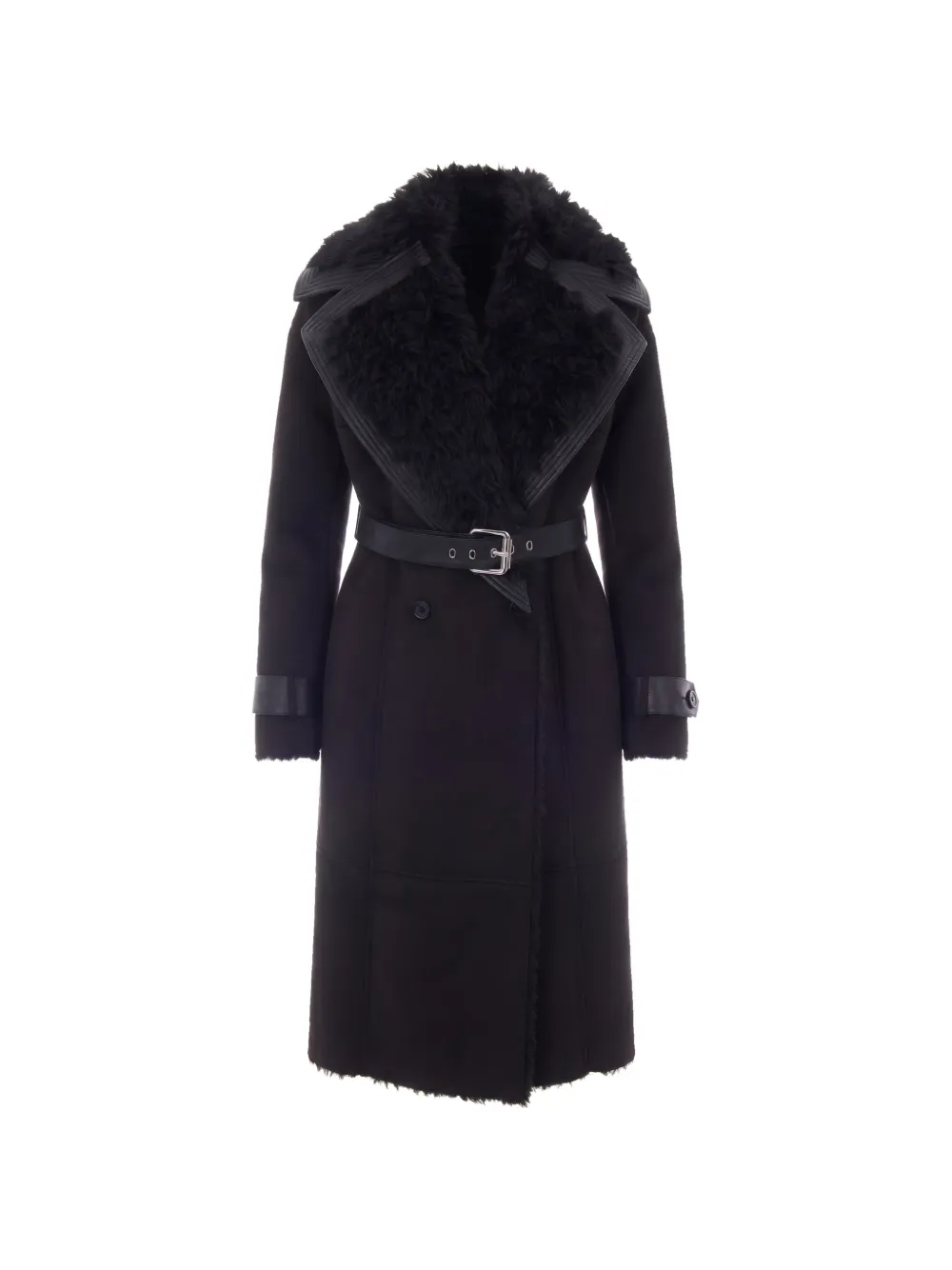 Patrizia Pepe belted faux-shearling coat - Nero