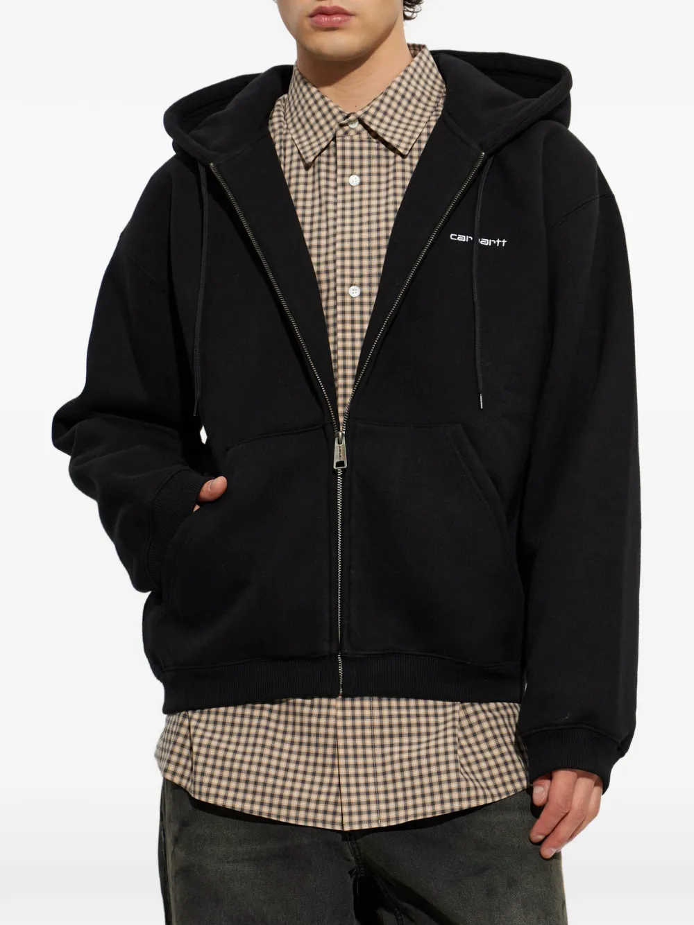 Carhartt WIP Ebbert hoodie met geborduurd logo en rits Zwart