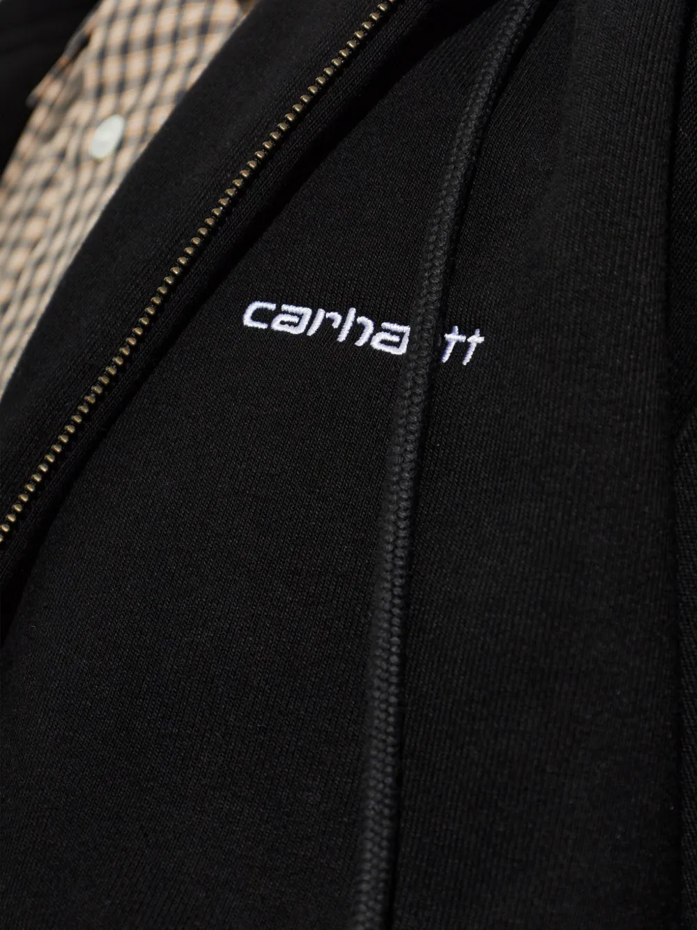 Carhartt WIP Ebbert hoodie met geborduurd logo en rits Zwart