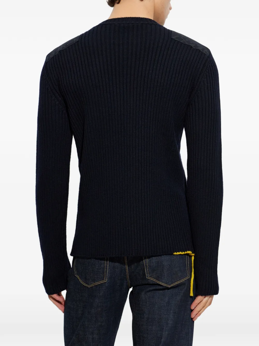 FENDI Ribgebreide trui met schouderpatch Blauw