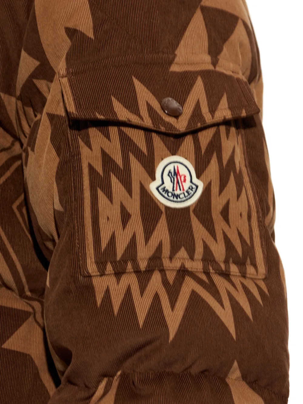 Moncler Boislune donsjack met geometrisch patroon Bruin