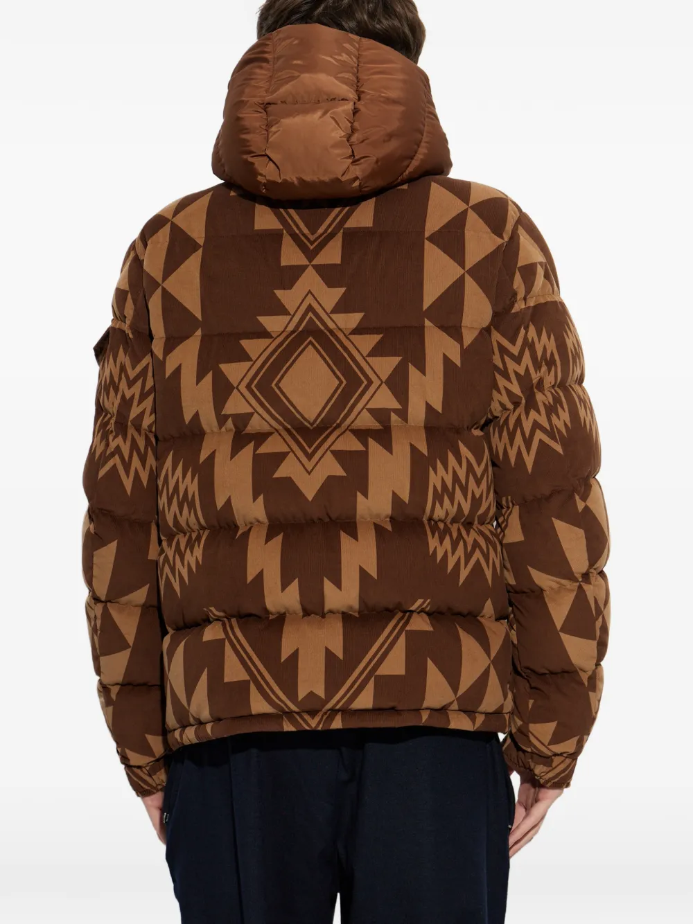 Moncler Boislune donsjack met geometrisch patroon Bruin