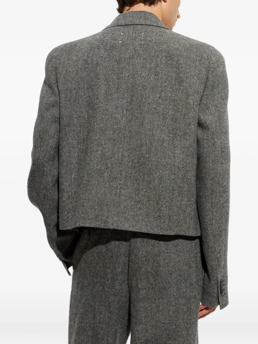 Maison Margiela Cropped blazer met dubbele rij knopen en visgraatpatroon Grijs