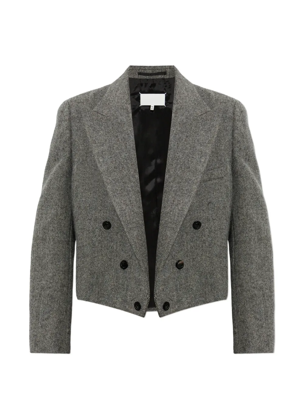 Maison Margiela herringbone double-breasted cropped blazer - Grau