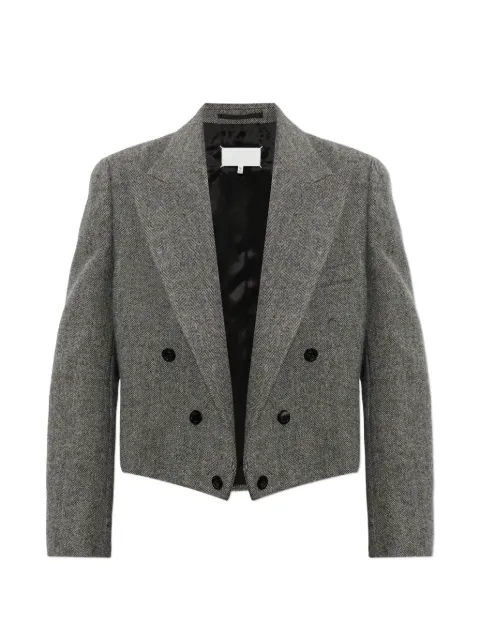 Maison Margiela herringbone double-breasted cropped blazer
