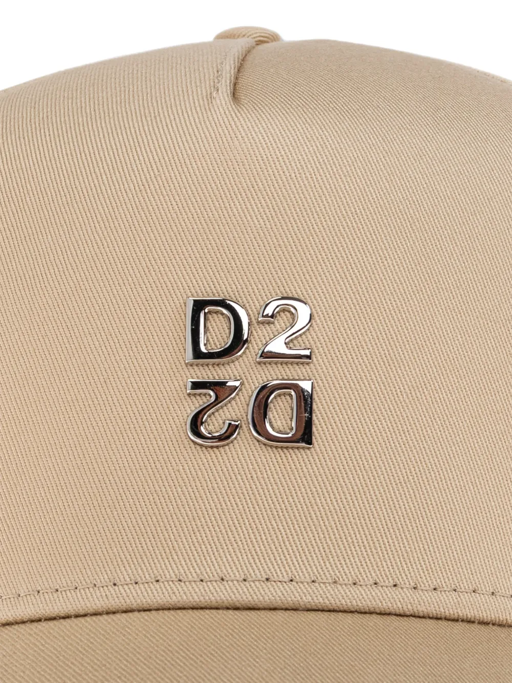 DSQUARED2 Upside Down honkbalpet met gerafeld detail en logo-plakkaat Beige