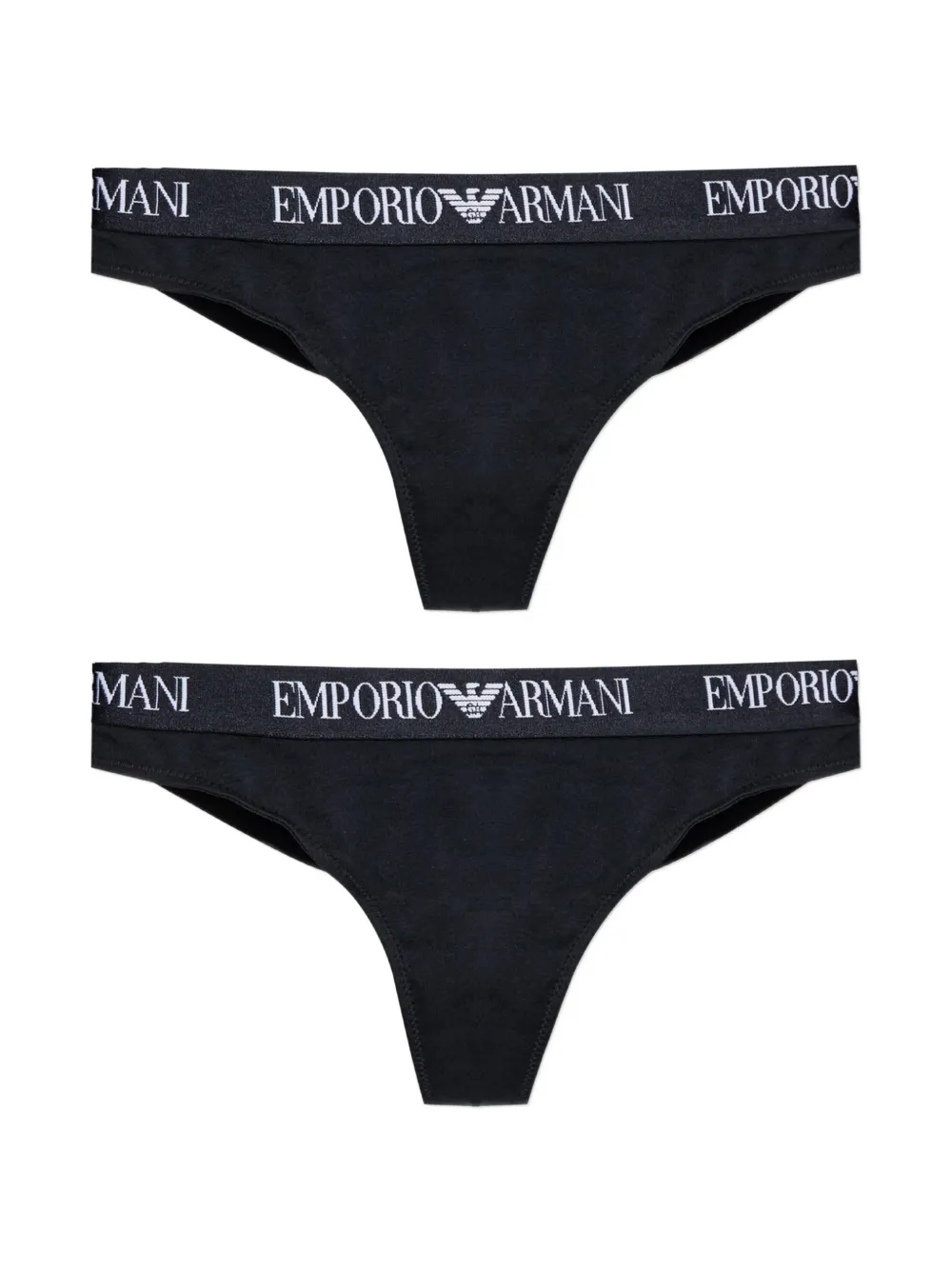 Emporio Armani Slip con logo in vita (2 pezzi) - Nero