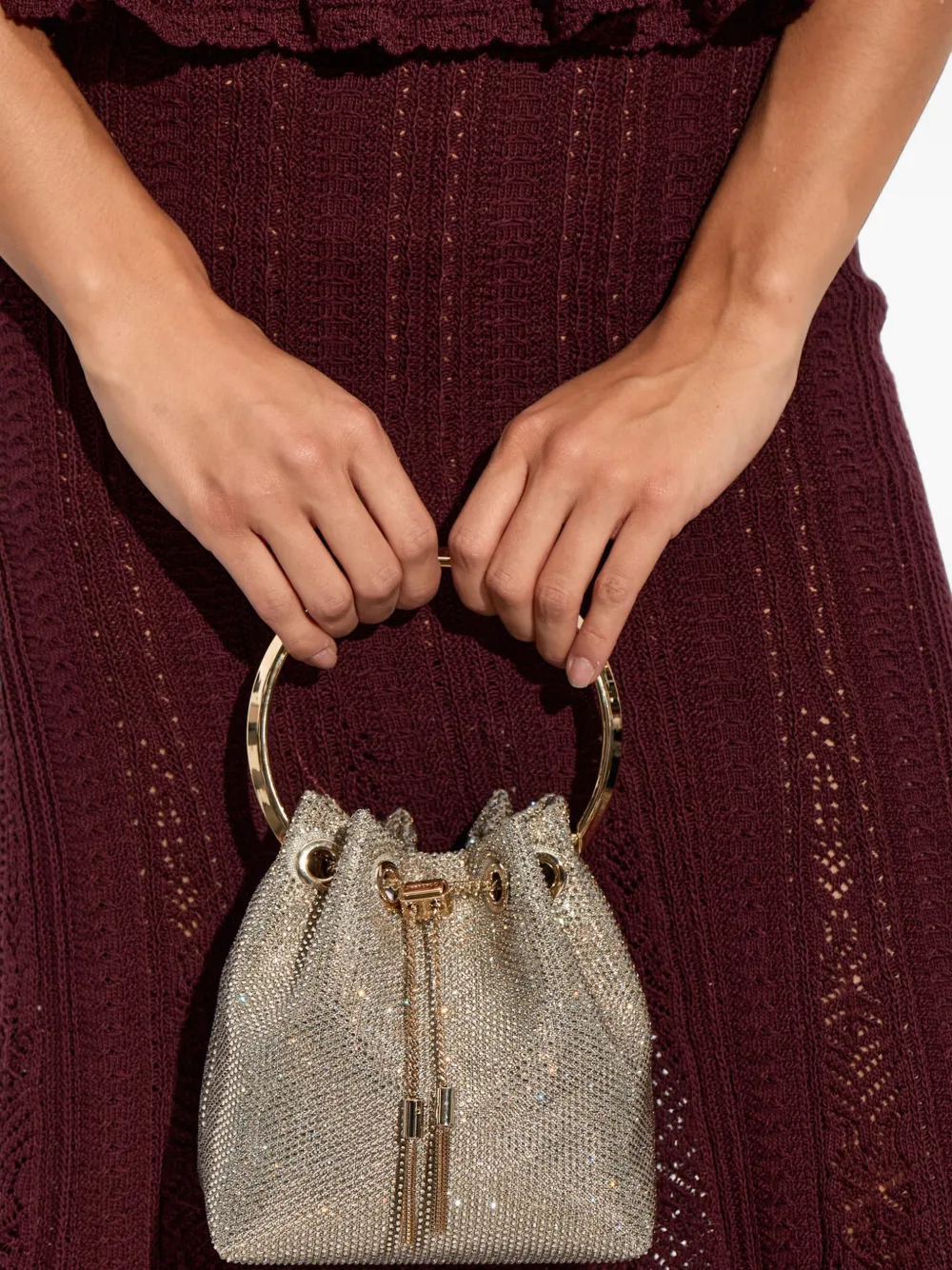 Jimmy Choo Bon bucket-tas verfraaid met kristallen Zilver