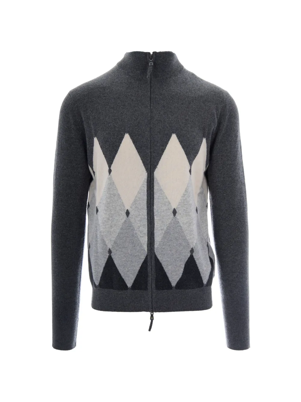 Ballantyne argyle-intarsia cashmere cardigan - Grey