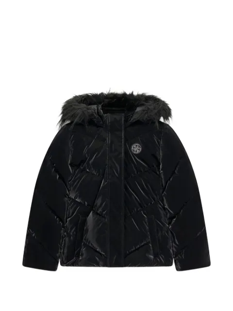 guess kids faux-fur-trim quilted jacket