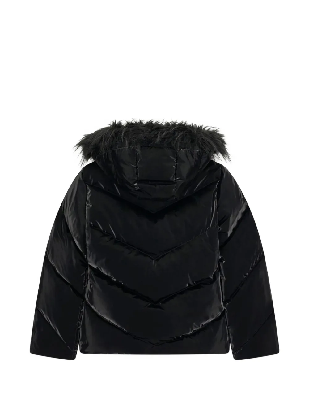 guess kids Gewatteerd jack met afwerking van imitatiebont Zwart