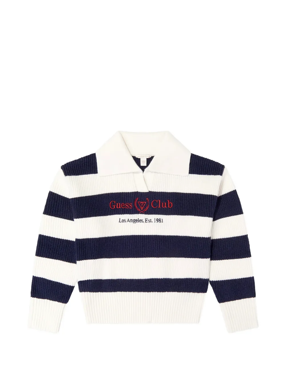 guess kids logo-embroidered striped sweater - Bianco