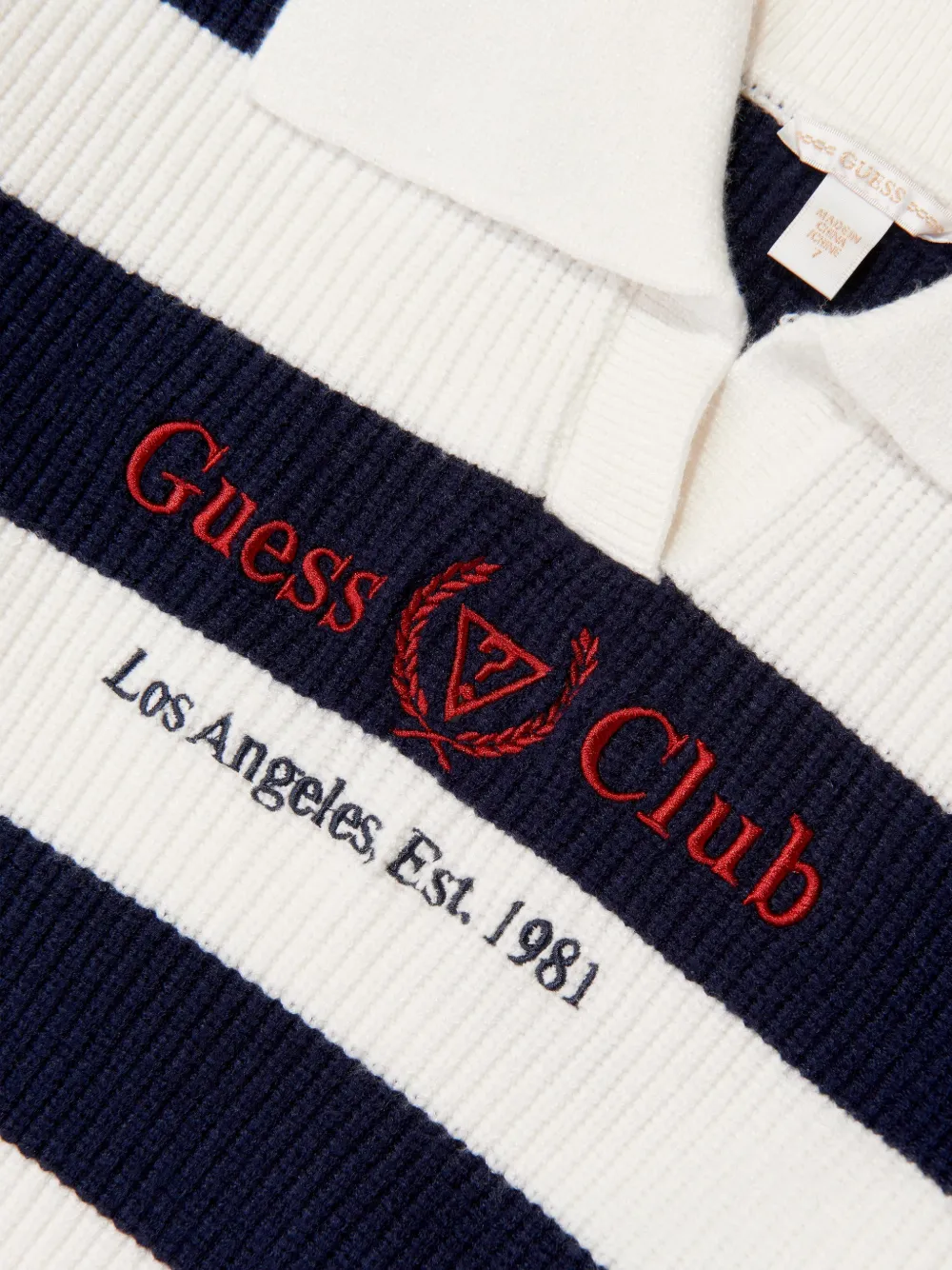 guess kids Gestreepte trui met geborduurd logo Wit