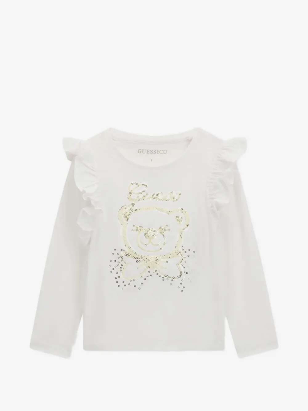 guess kids 러플 시퀸 장식 긴팔 티셔츠