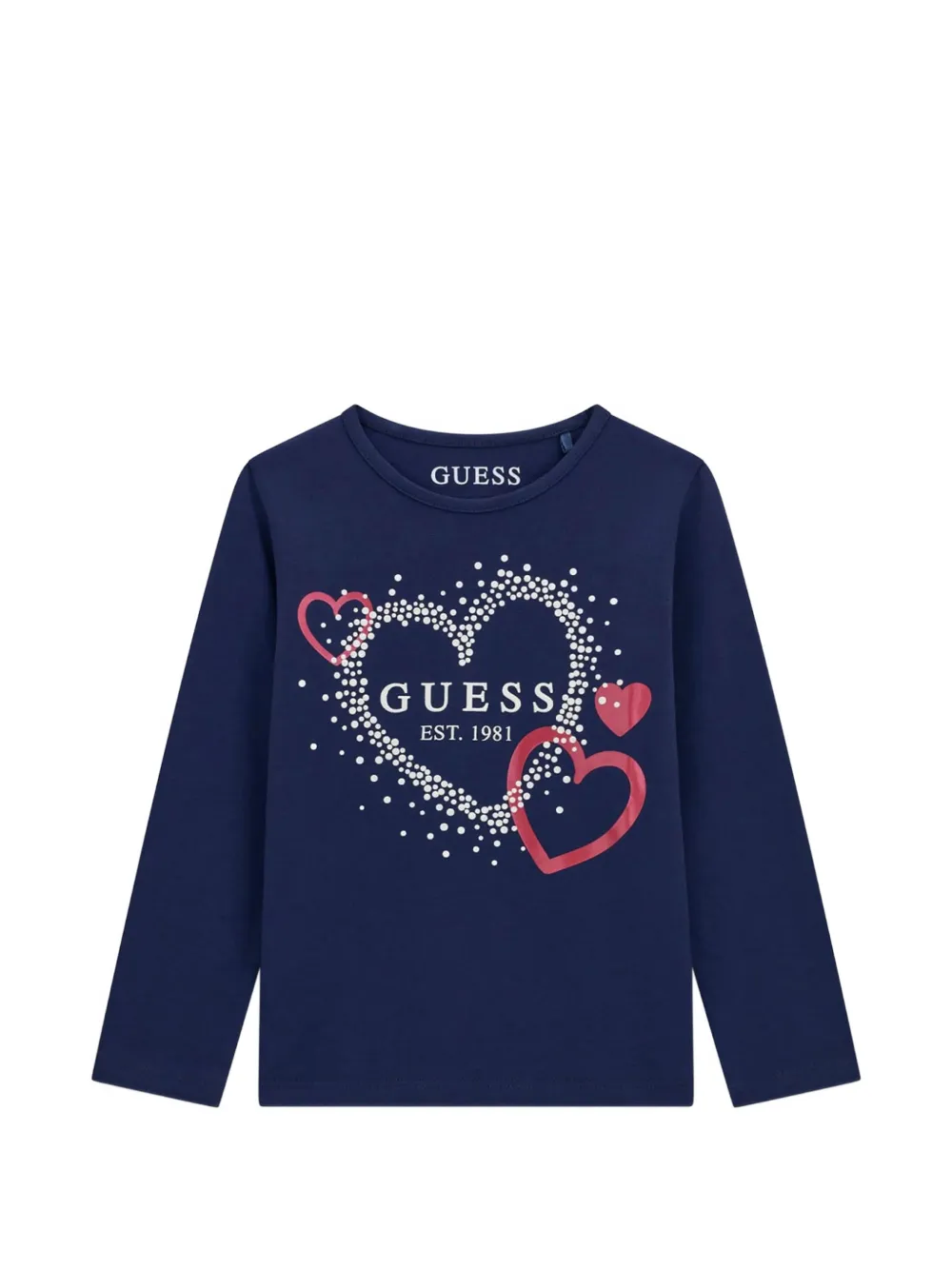 guess kids heart-print long-sleeve T-shirt - Blu