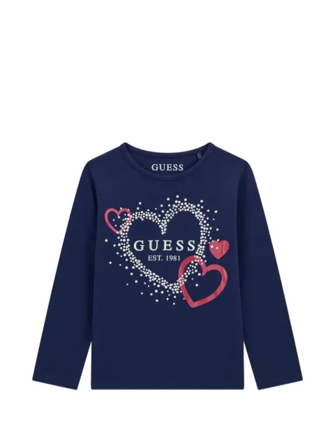 guess kids T-shirt a maniche lunghe con stampa a cuori