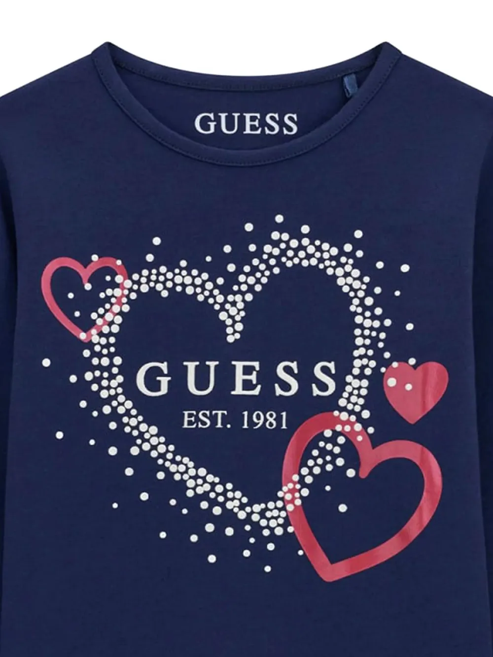 guess kids heart-print long-sleeve T-shirt Blauw