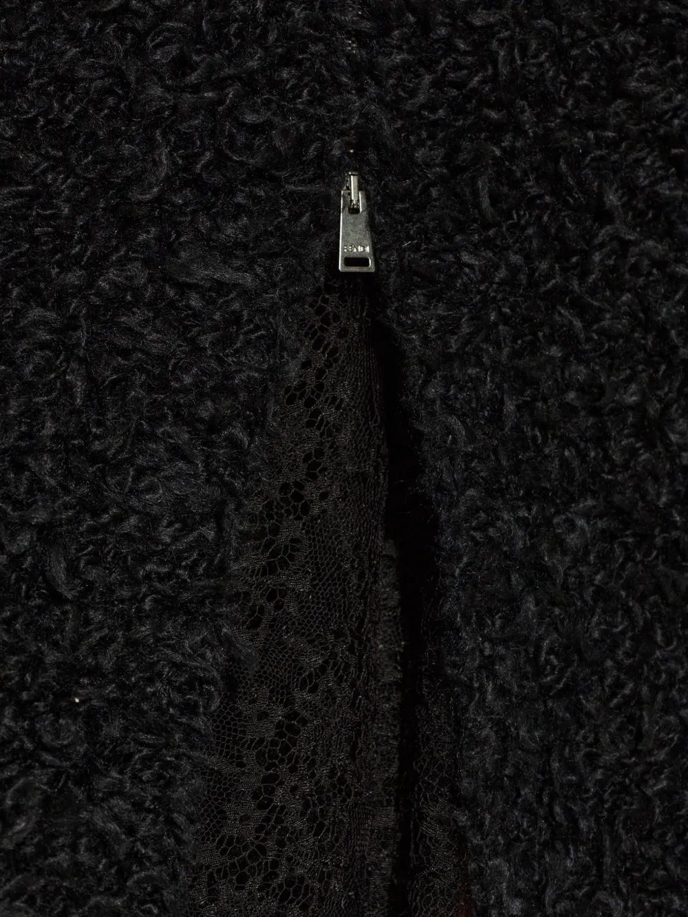 FENDI Bouclé gebreide jas met capuchon Zwart