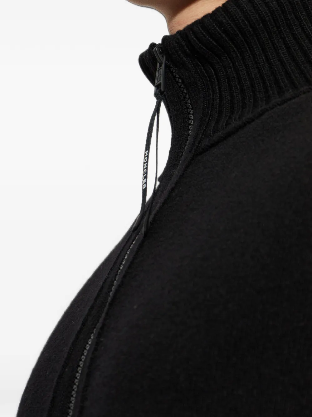 Moncler logo-patch zip-up cardigan Zwart