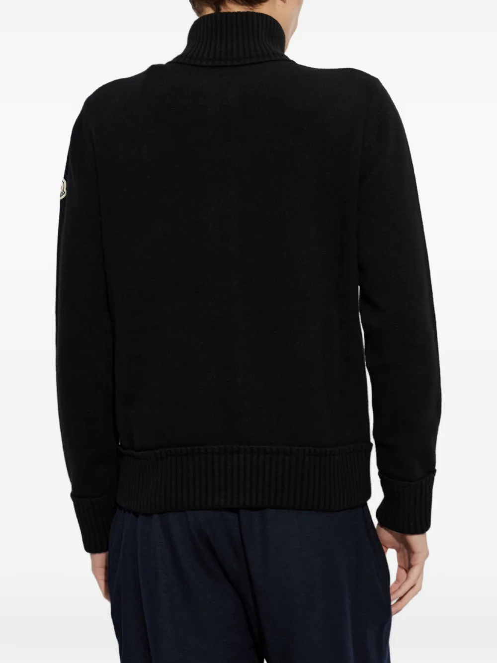 Moncler logo-patch zip-up cardigan Zwart