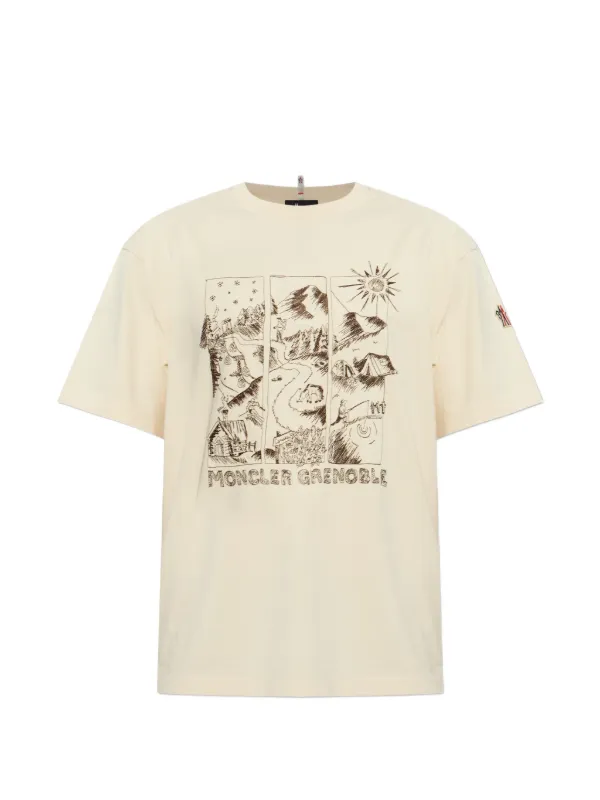 Moncler Grenoble Mountain Landscape Graphic-print T-shirt in Neutrals