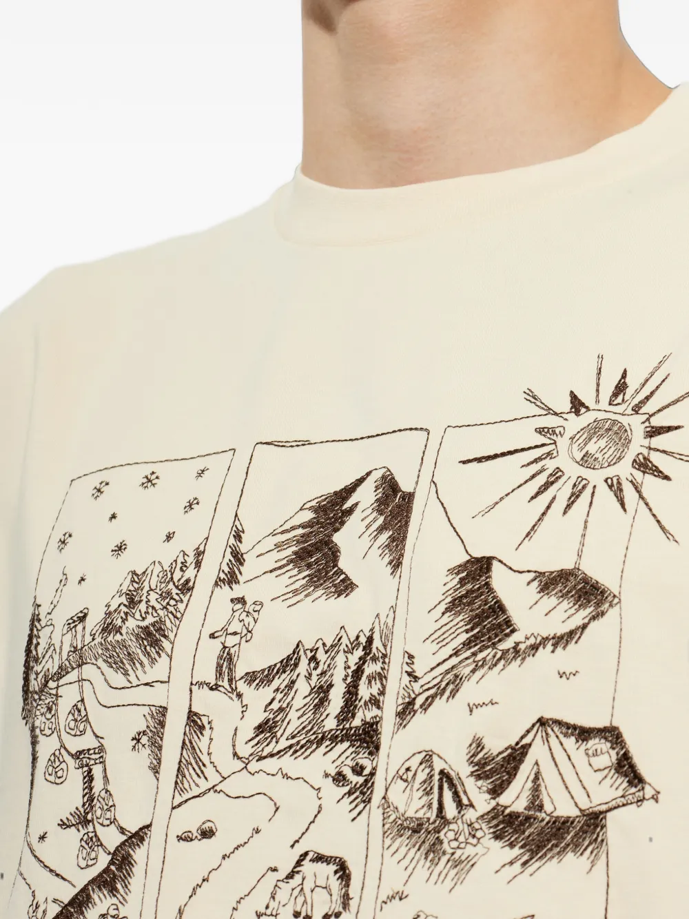 Moncler Grenoble Mountain Landscape Graphic-print T-shirt in Neutrals, view 5