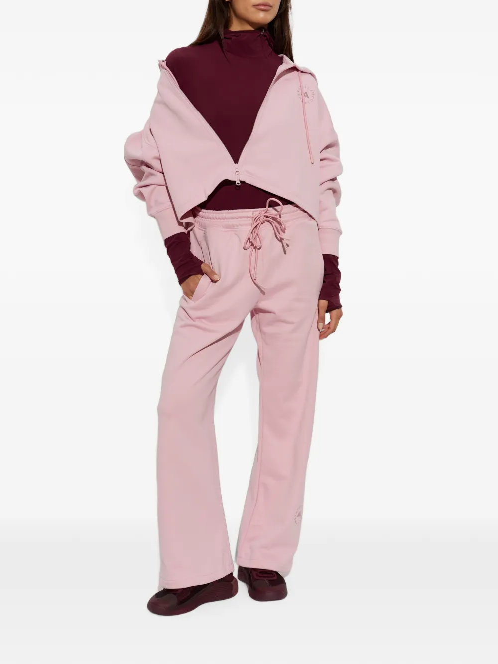 adidas by Stella McCartney x Stella McCartney hoodie met uitgesneden logo-print Roze