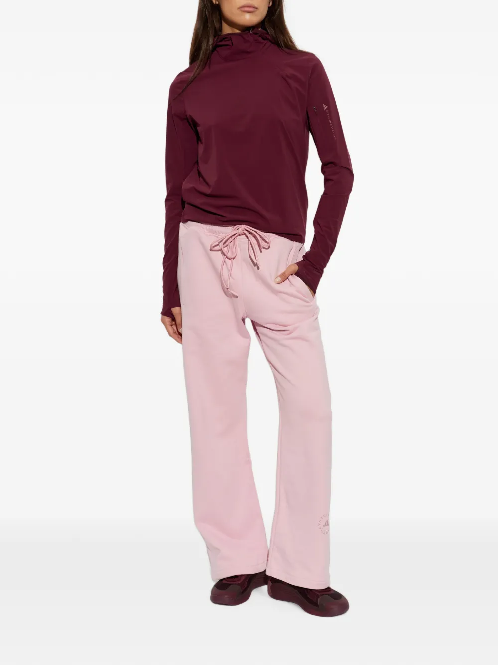 adidas by Stella McCartney x Stella McCartney hoodie met uitgesneden logo-print Roze
