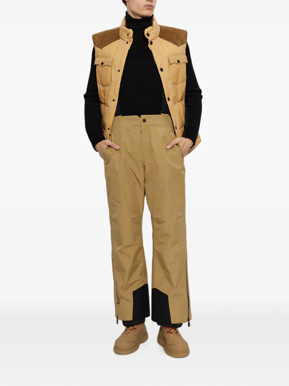 Moncler Grenoble Geïsoleerde Gore-Tex skibroek met logo-print Beige