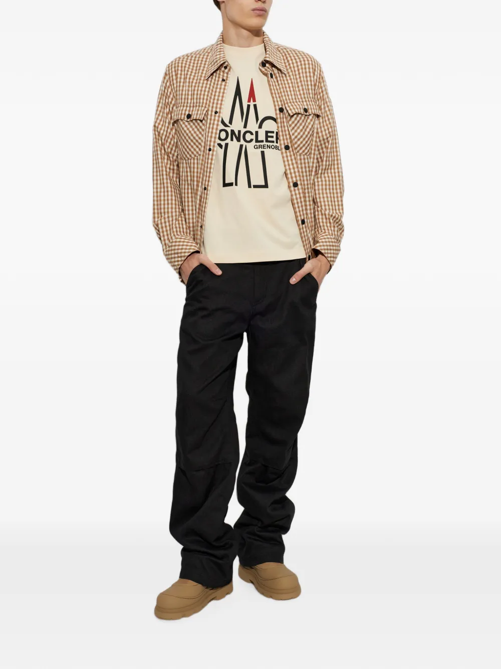 Moncler Grenoble Après-Ski gingham shirt Beige