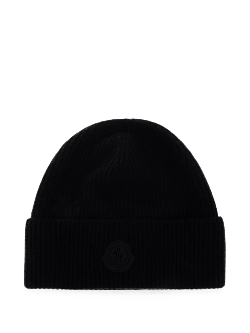 Moncler logo-patch ribbed-knit beanie hat