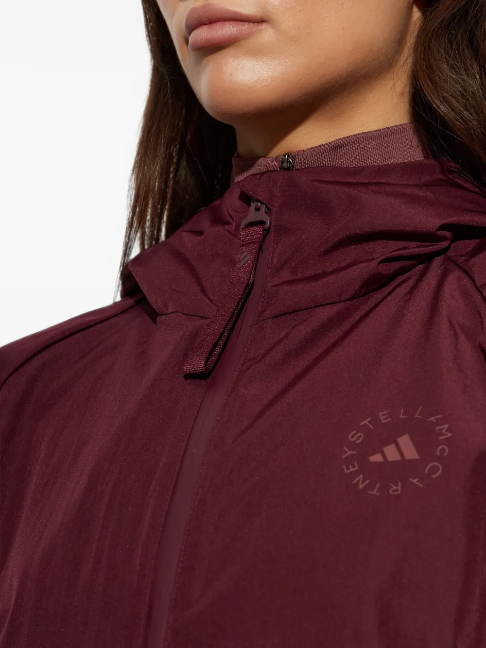 adidas by Stella McCartney x Stella McCartney jack met capuchon en logo-print Rood