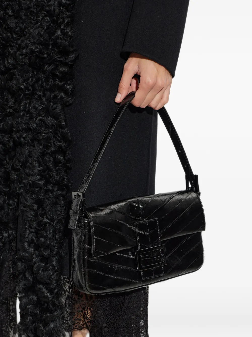 FENDI Baguette leren shopper Zwart