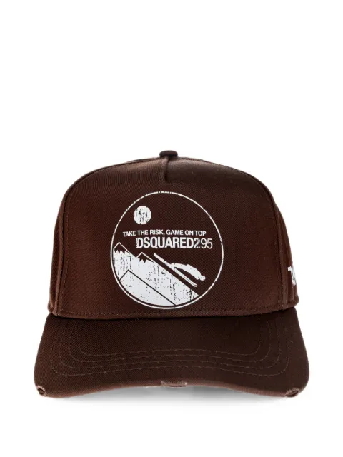DSQUARED2 logo-print distressed baseball cap